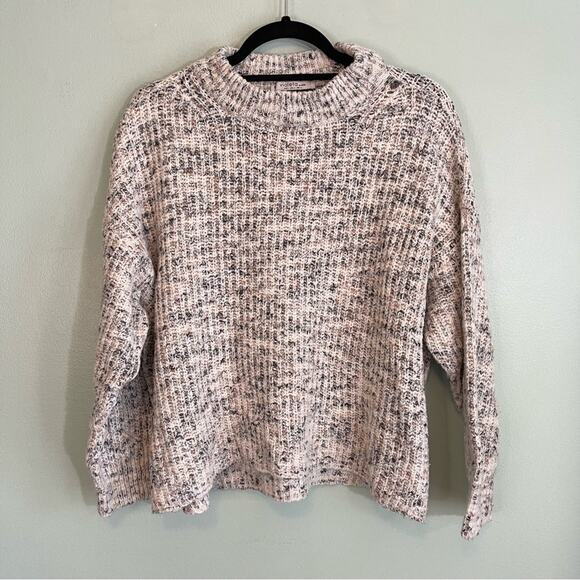 Violeta By Ming Mock Neck Long Sleeve Ribbed Knit Pullover Sweater Gray Medium - Picture 1 of 11